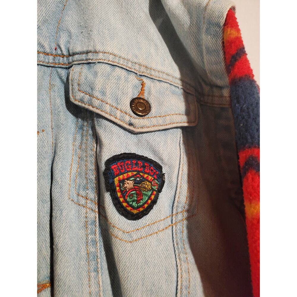 Vtg 90s Bugle Boy Denim Fleece Hooded Jacket Youth Little Boy Size XL Southwest - Picture 3 of 9